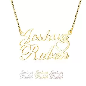 Personalized 2 Names Necklace with Heart