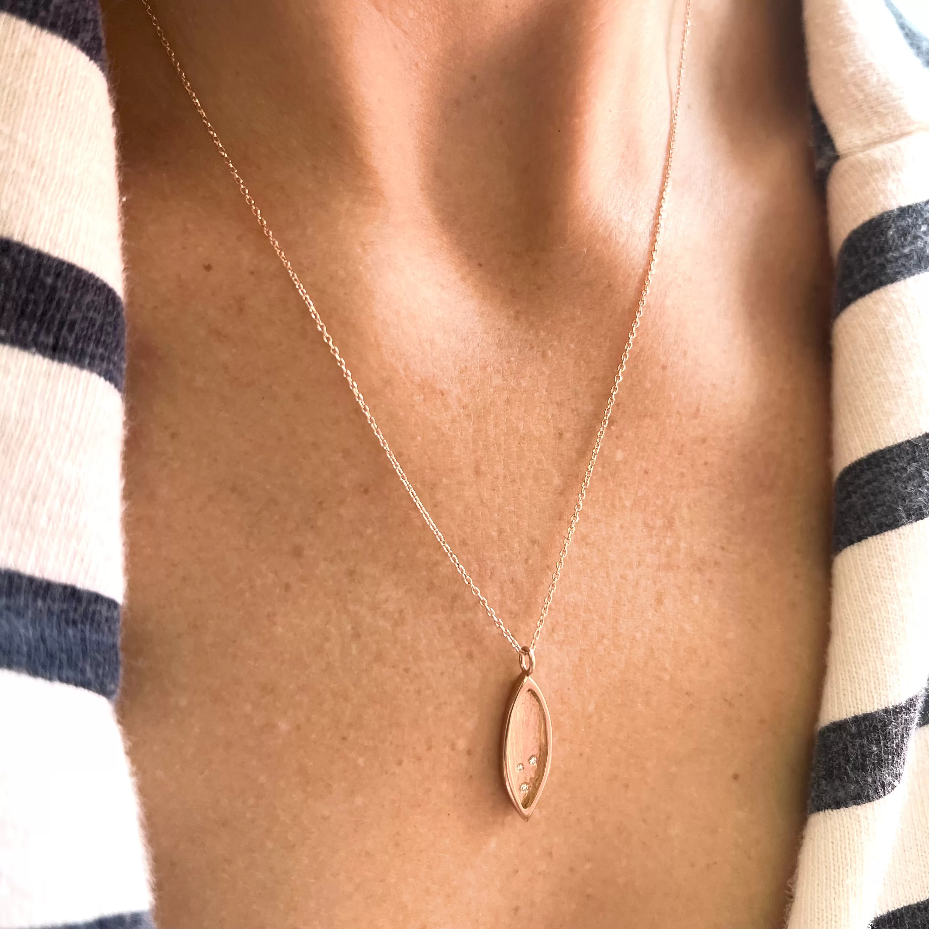 Petal Necklace- 14k rose gold & diamonds