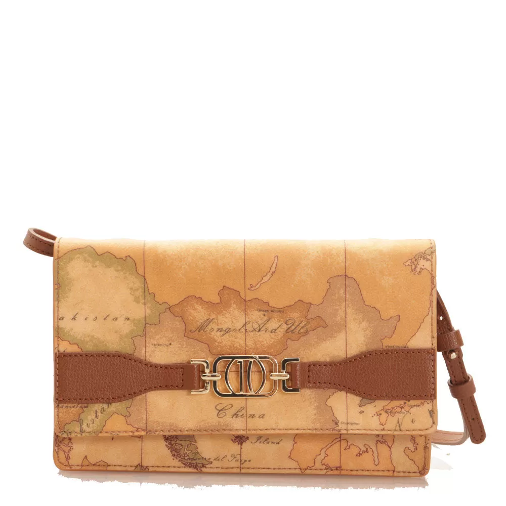 Pochette con Tracolla 1A Classe Alviero Martini linea Geo Destiny stampa Geo Classic e Castagna PH53