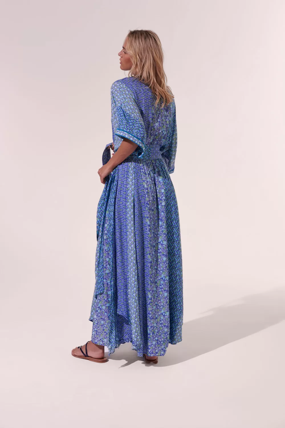 Poupette St. Barth - Long Dress Agnes - Blue Batik Stripe