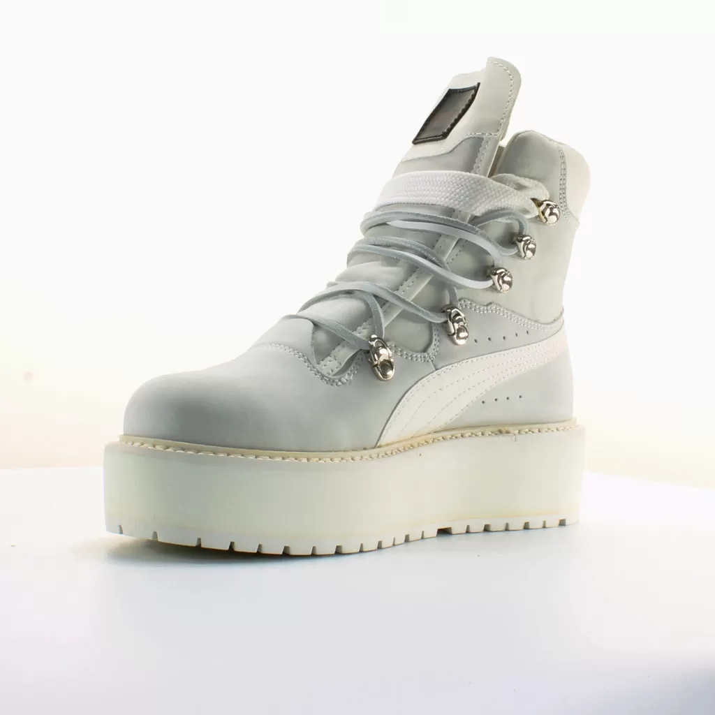 Puma SB Rihanna White Nubuck Leather Unisex Lace Up Side Zip Boots 363475 01