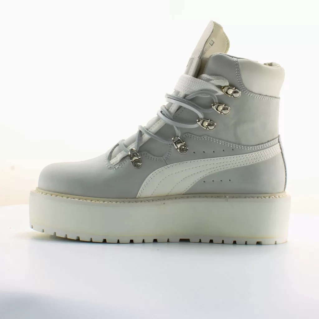 Puma SB Rihanna White Nubuck Leather Unisex Lace Up Side Zip Boots 363475 01