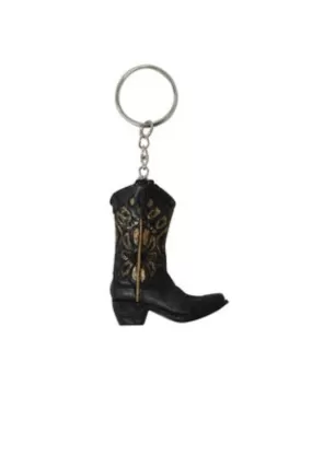 Pure Western Keychain Boot Black Flower