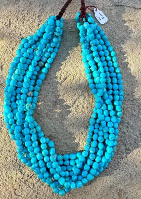 RARE Blue Ridge Turquoise (Nevada) 6mm Rounded Nugget Beads, 16 inch Strand