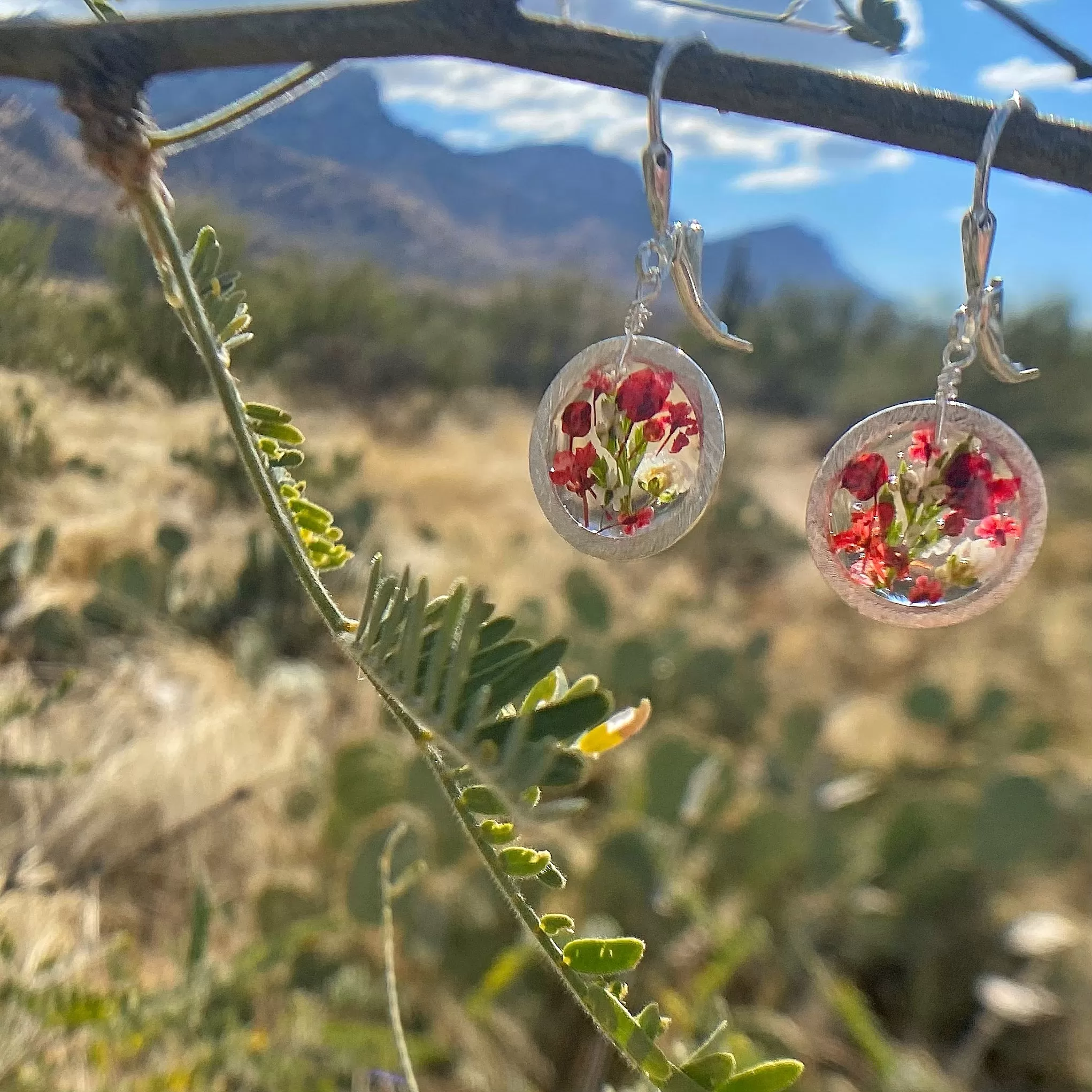 Red and White Wildflowers Earrings - BG26