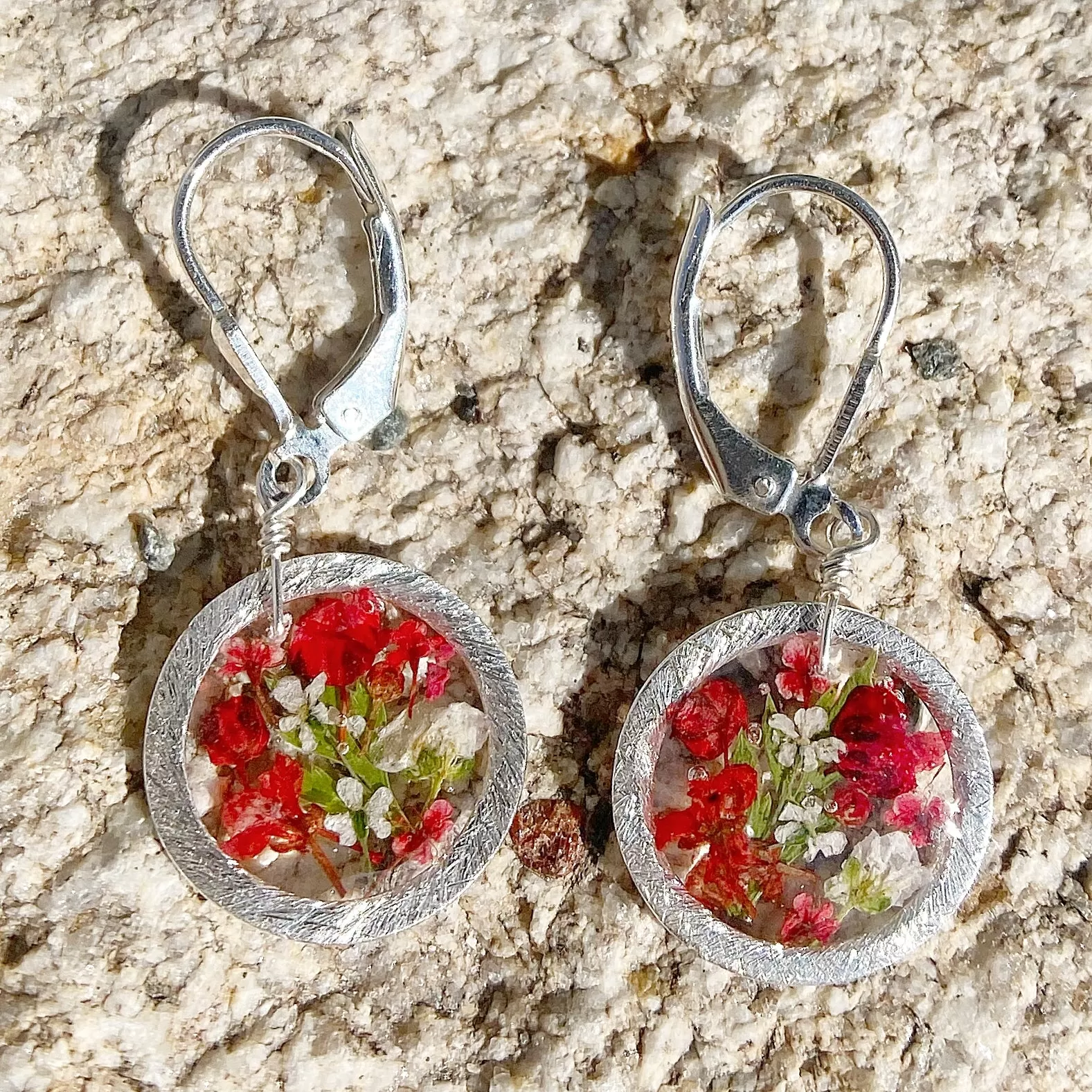 Red and White Wildflowers Earrings - BG26