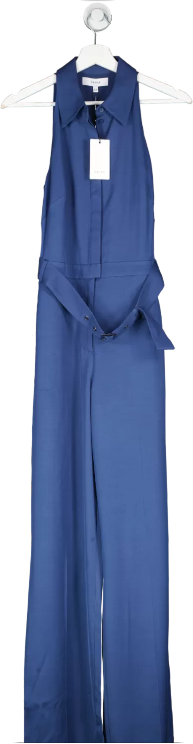 REISS Blue Belted Maxi Jumpsuit UK 8