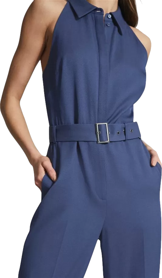 REISS Blue Belted Maxi Jumpsuit UK 8