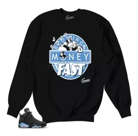 Retro 6 University Blue Sweater - Blowing Money Fast - Black