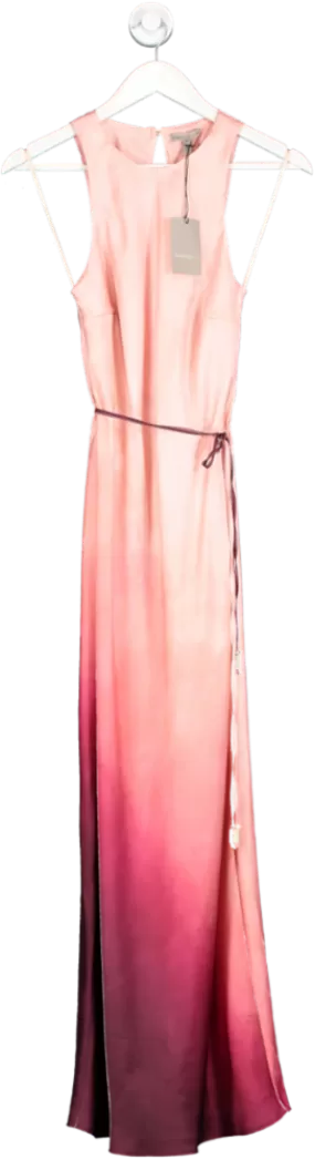 River Island Pink Belted Ombre Slip Midi Dress BNWT UK 8