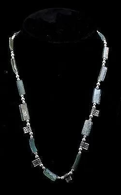 Roman Glass Necklace Sterling Silver 925 Authentic & Luxurious with Certificate.