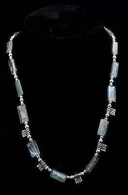 Roman Glass Necklace Sterling Silver 925 Authentic & Luxurious with Certificate.