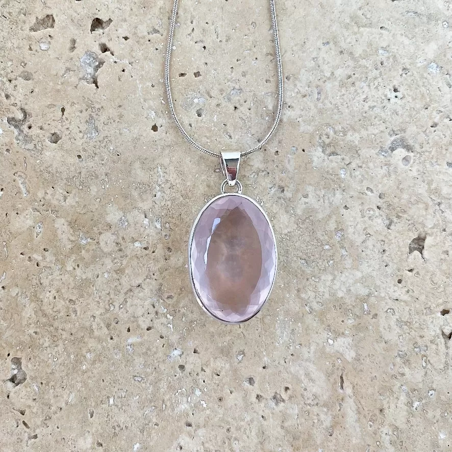 Rose Quartz Oval Grace Pendant