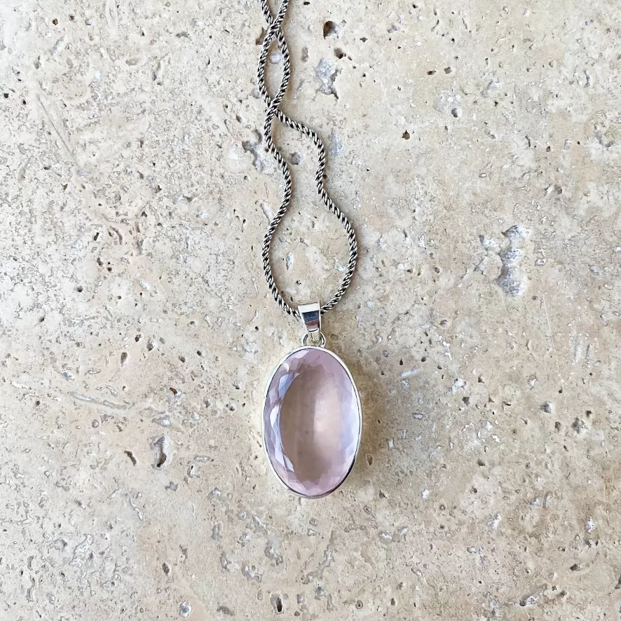 Rose Quartz Oval Grace Pendant