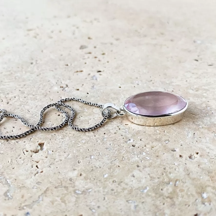 Rose Quartz Oval Grace Pendant