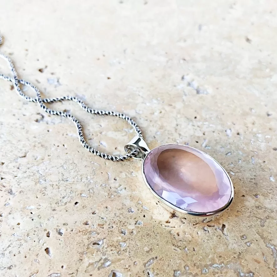 Rose Quartz Oval Grace Pendant