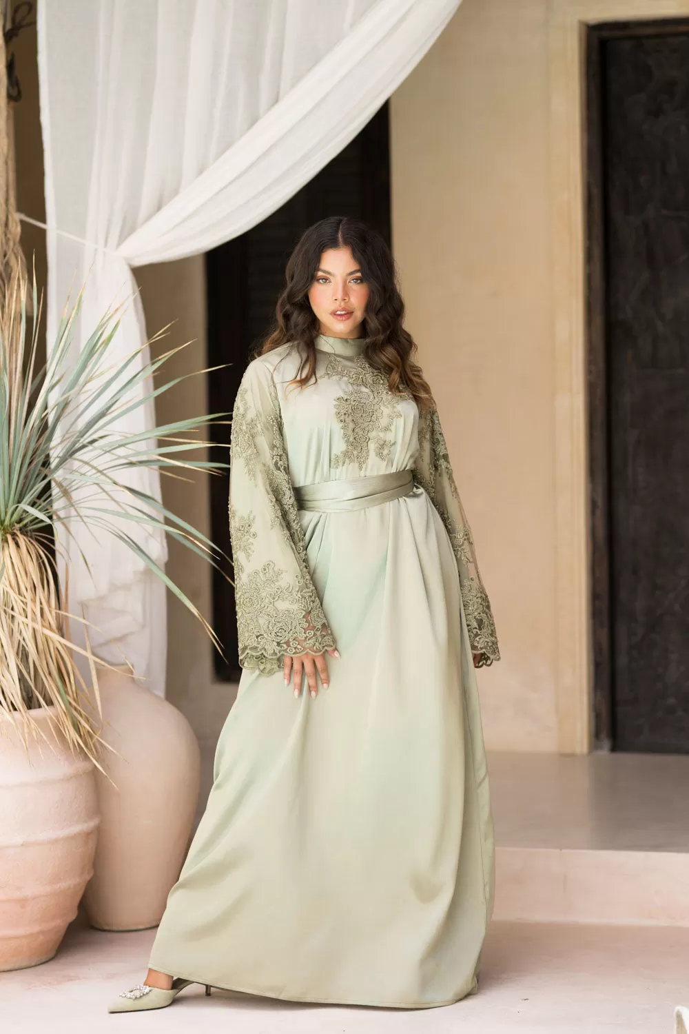 Sage Blooms abaya