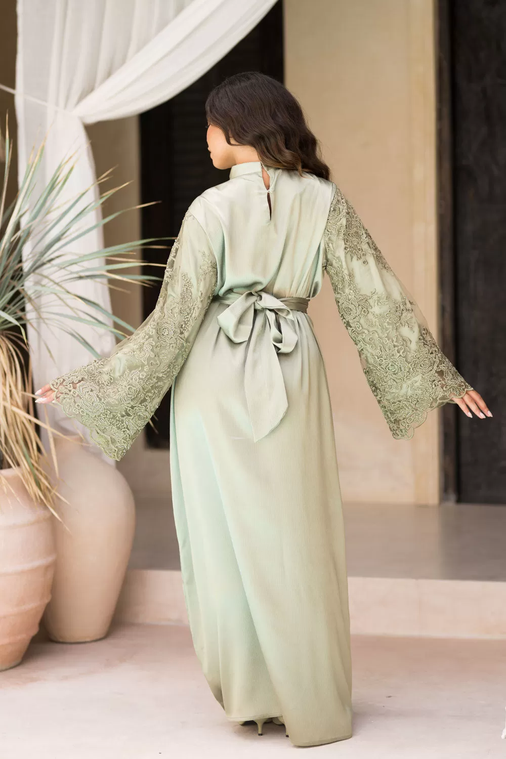 Sage Blooms abaya