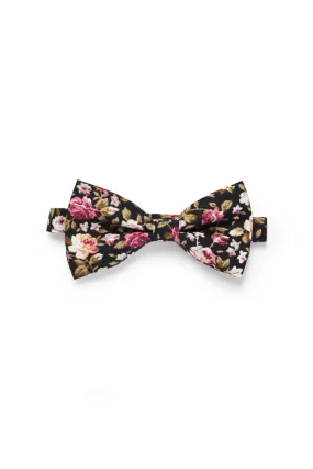 Shabby Floral Bow Tie - Black