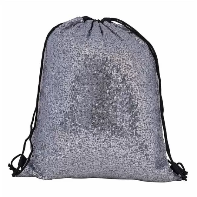 Silver Sequin Drawstring Bag