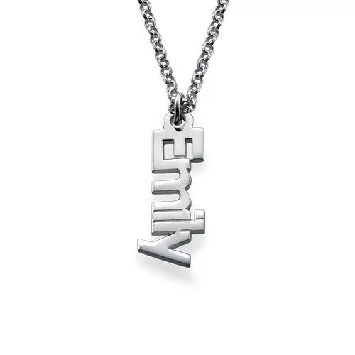 Silver Vertical Name Necklace