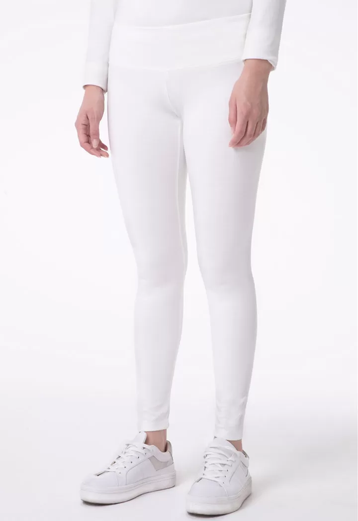 Solid Mid Waist Legging Pants