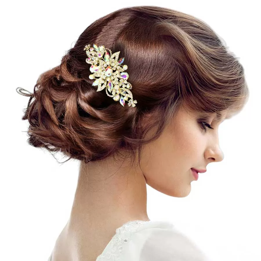 Stone Cluster Flower Hair Comb