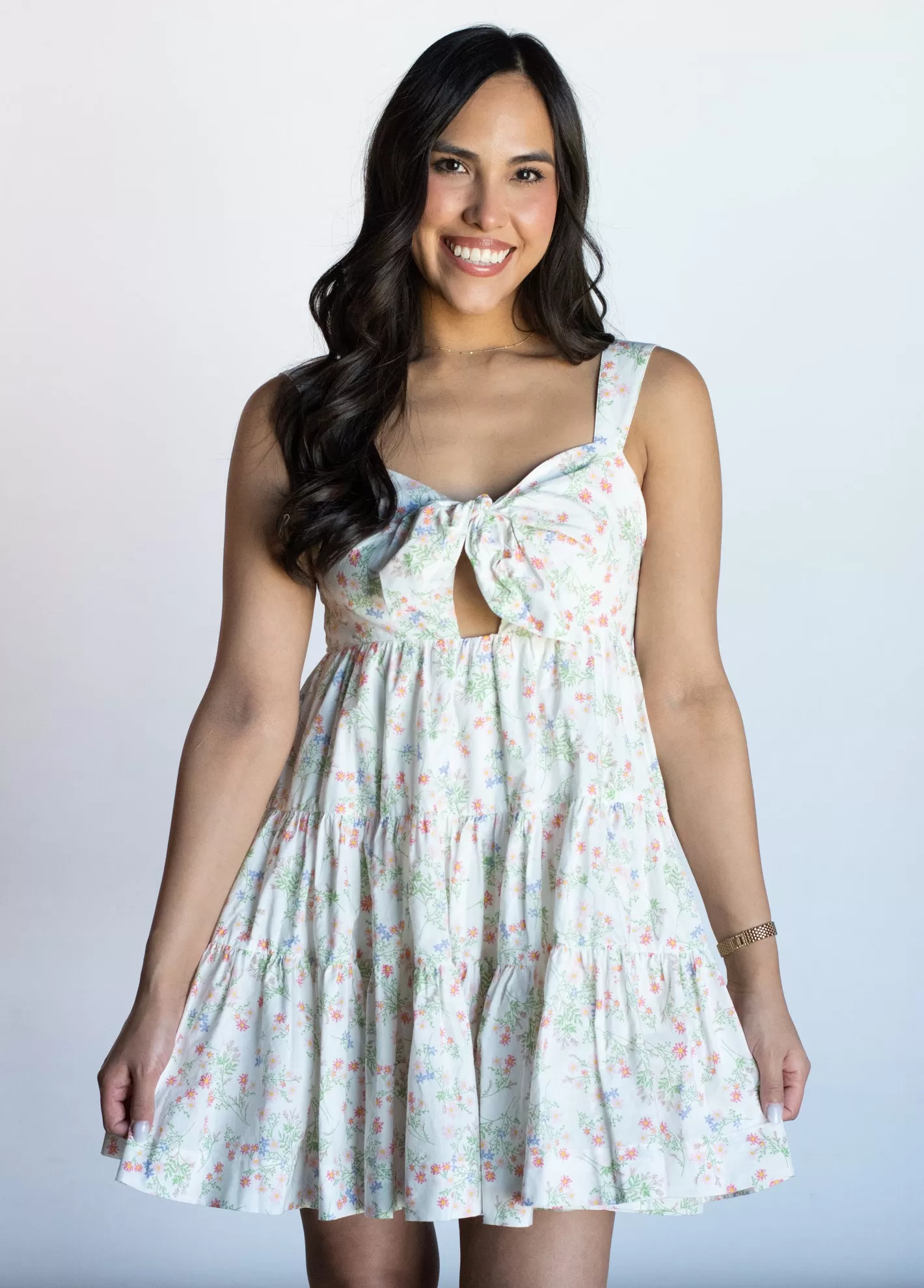 Sunny Demeanor Floral Front Keyhole Dress