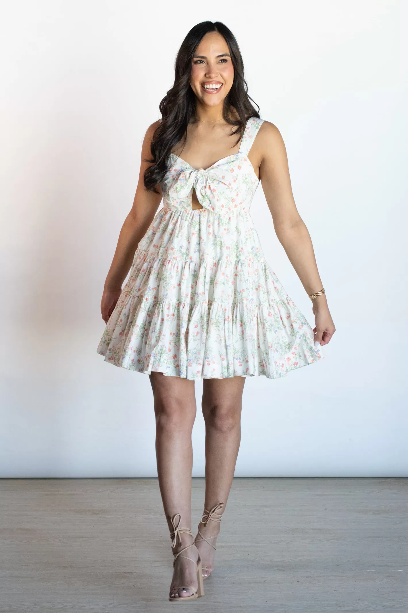 Sunny Demeanor Floral Front Keyhole Dress