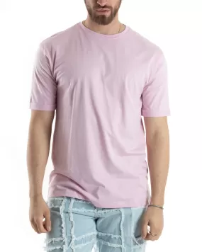 T-shirt Uomo Girocollo Basic Casual Regular Fit Tinta Unita Rosa GIOSAL-TS3054A