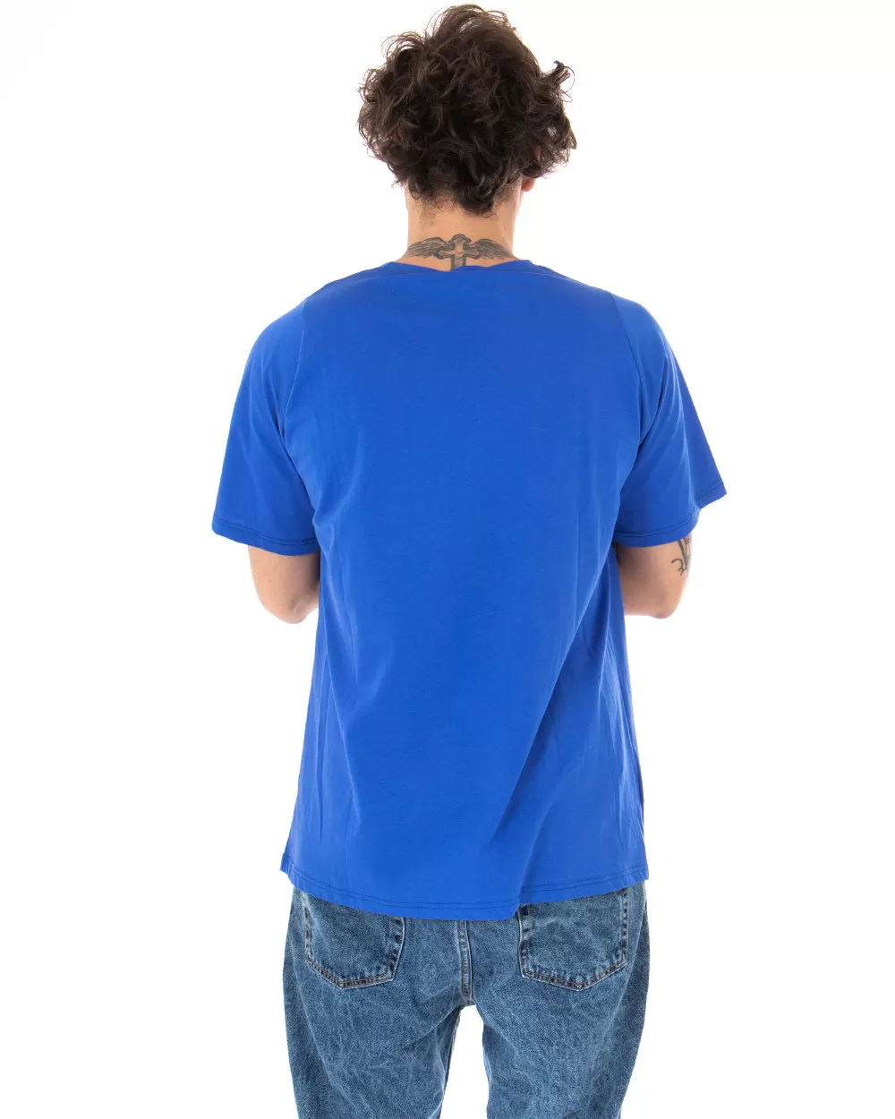 T-shirt Uomo Oversize Girocollo Tinta Unita Casual Blu Royal Basic Manica Corta GIOSAL-TS2925A