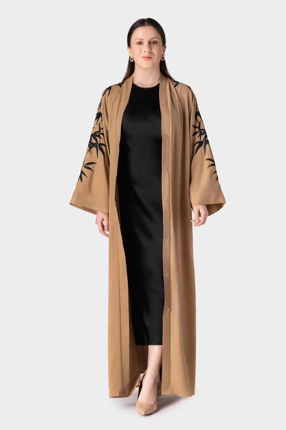 Tan Embroidered Abaya