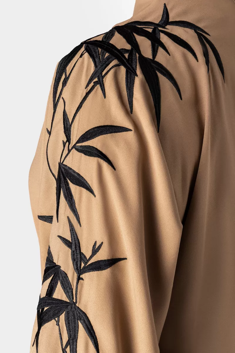 Tan Embroidered Abaya