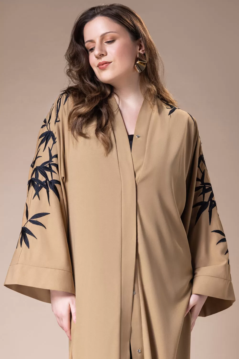 Tan Embroidered Abaya