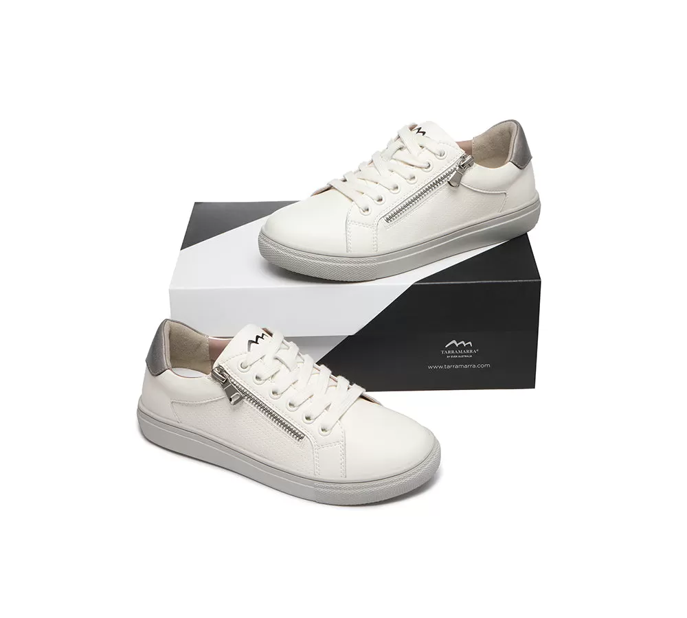 TARRAMARRA Zip Decor Low-Top Leather White Sneakers Women Chloe