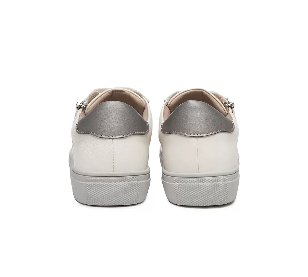 TARRAMARRA Zip Decor Low-Top Leather White Sneakers Women Chloe