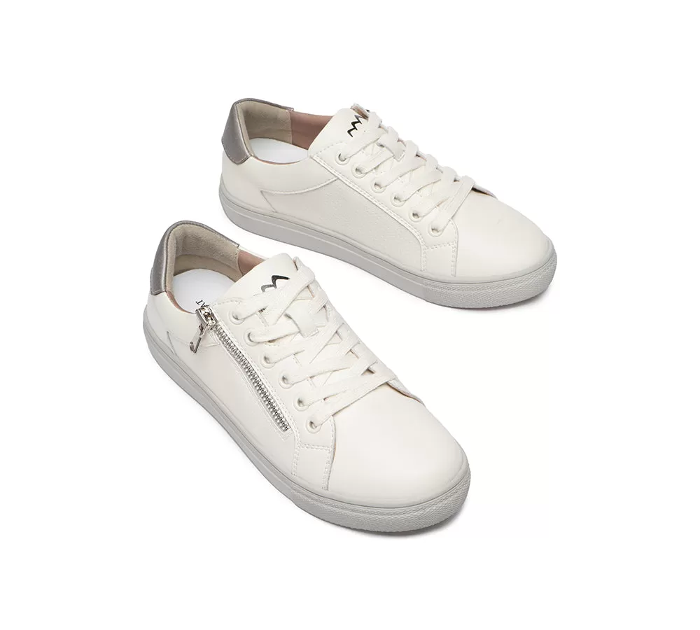 TARRAMARRA Zip Decor Low-Top Leather White Sneakers Women Chloe