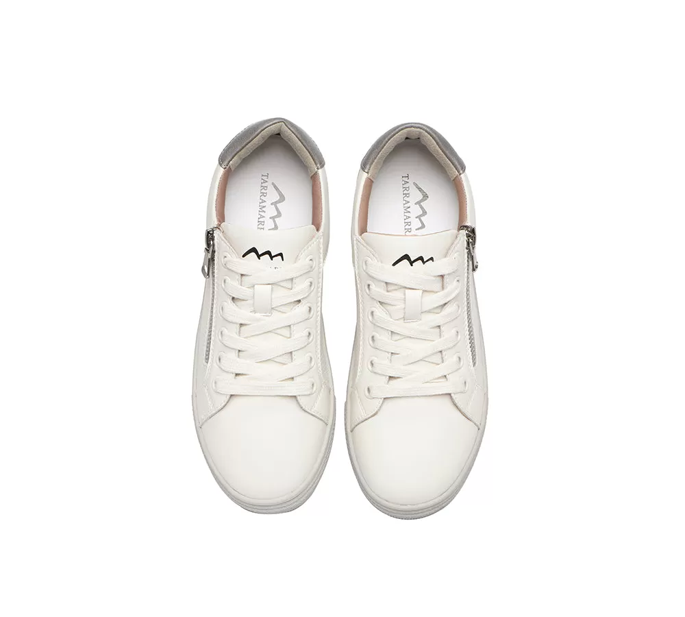 TARRAMARRA Zip Decor Low-Top Leather White Sneakers Women Chloe