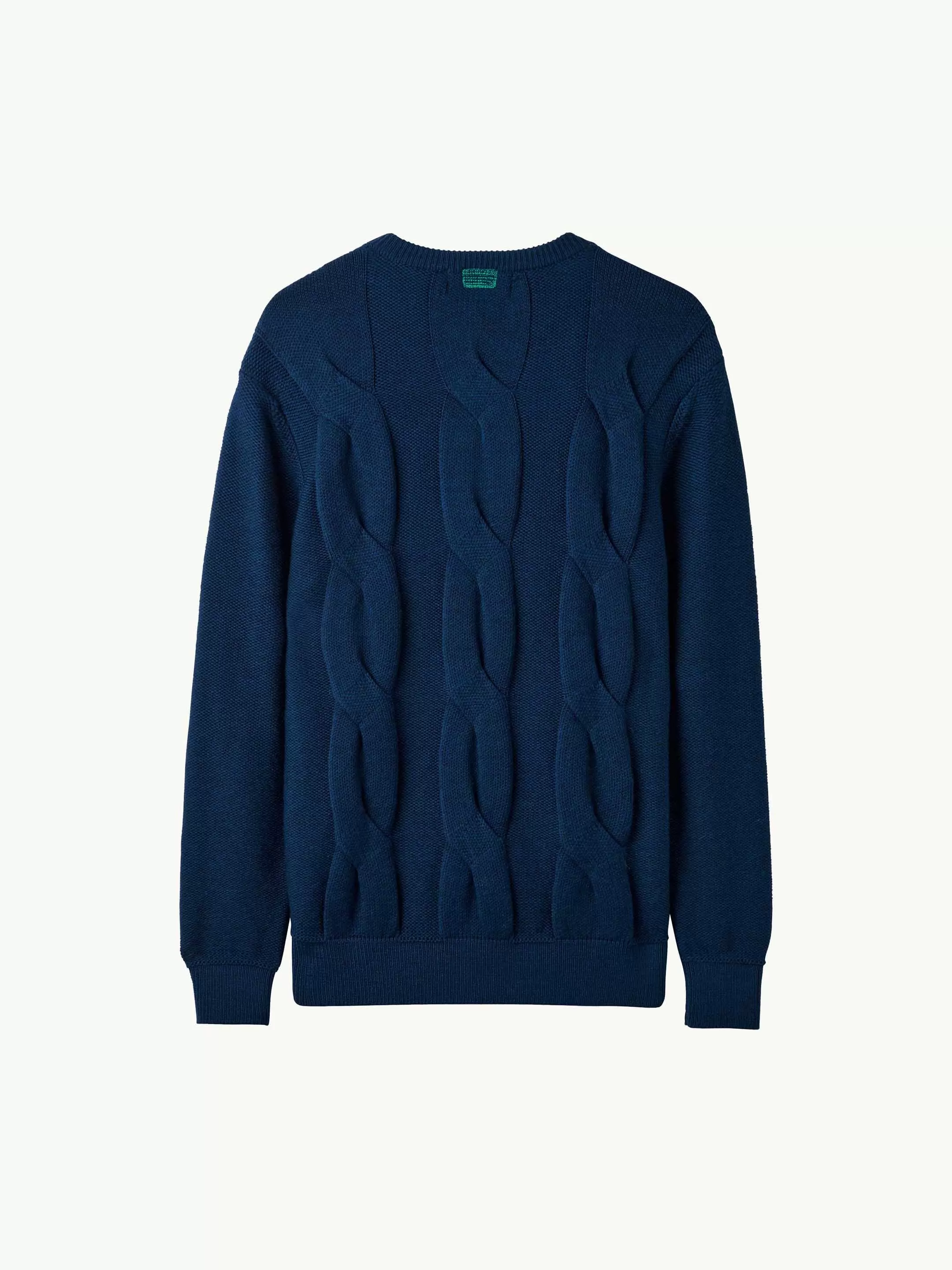 The Exploded Cable Crewneck - Atlantic Blue