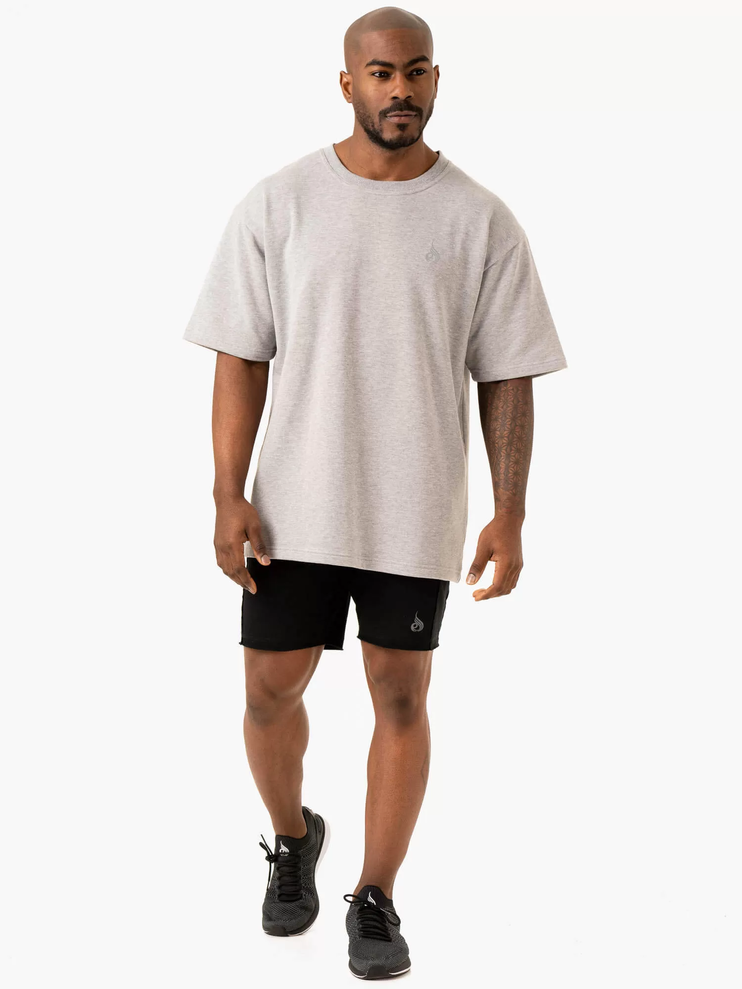 Throwback Oversized Fleece T-Shirt - Grey Marl