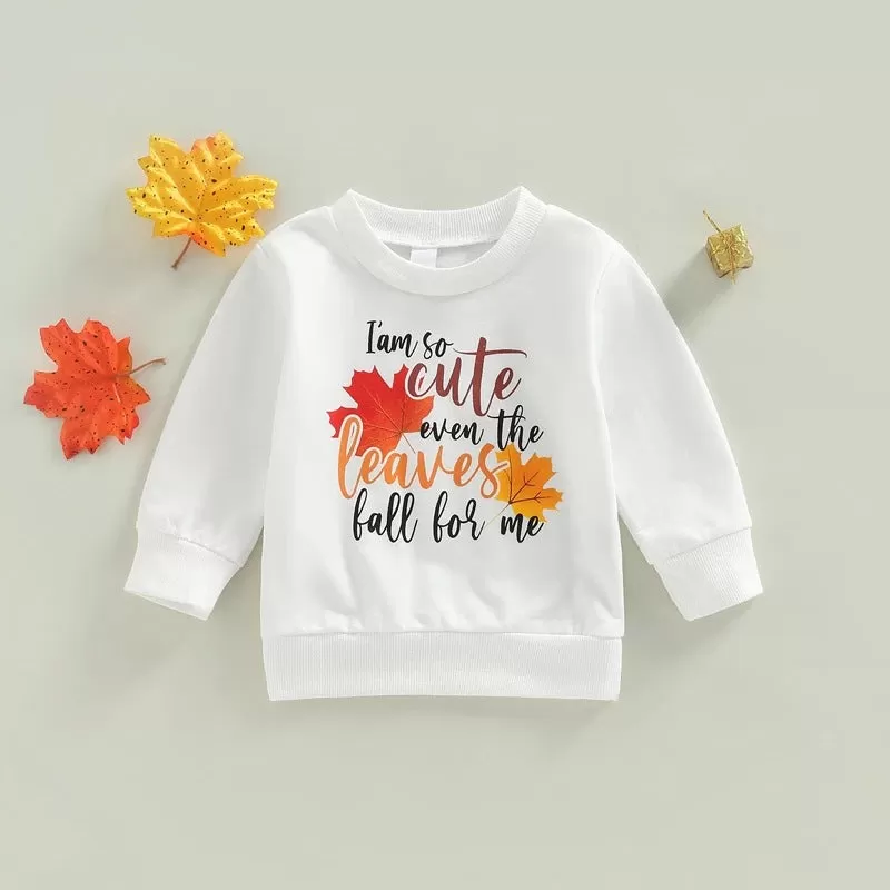 Toddler Kids Solid Letter Christmas Tree Maple Leaf Print Long Sleeve Sweatshirt