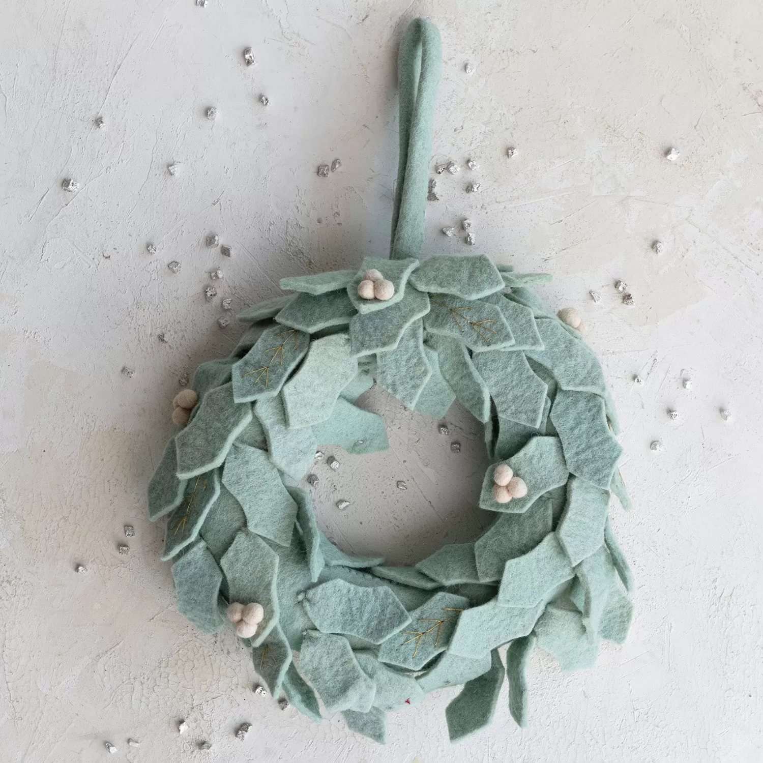 Turquoise Felt Wreath