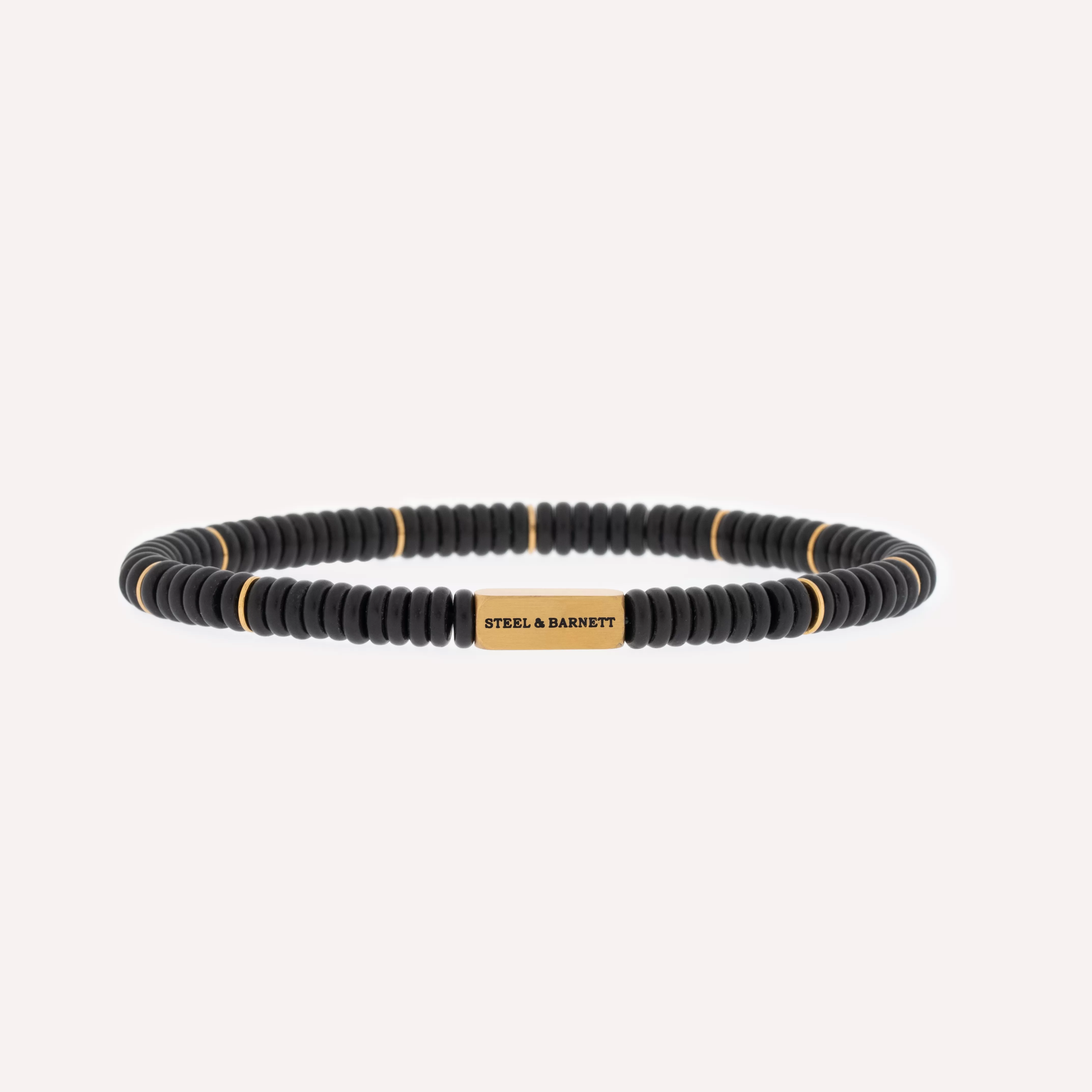 Two Tone Disc Gemstone Bracelet Matt Black/18K Gold