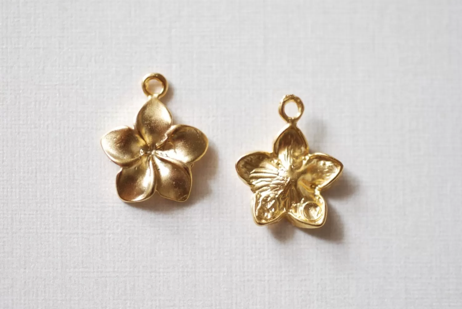 Vermeil Gold Wholesale Plumeria Hawaiian Flower Charm - 18k gold plated over sterling silver, tropical flower pendant, Small Hibiscus Plumeria Charm