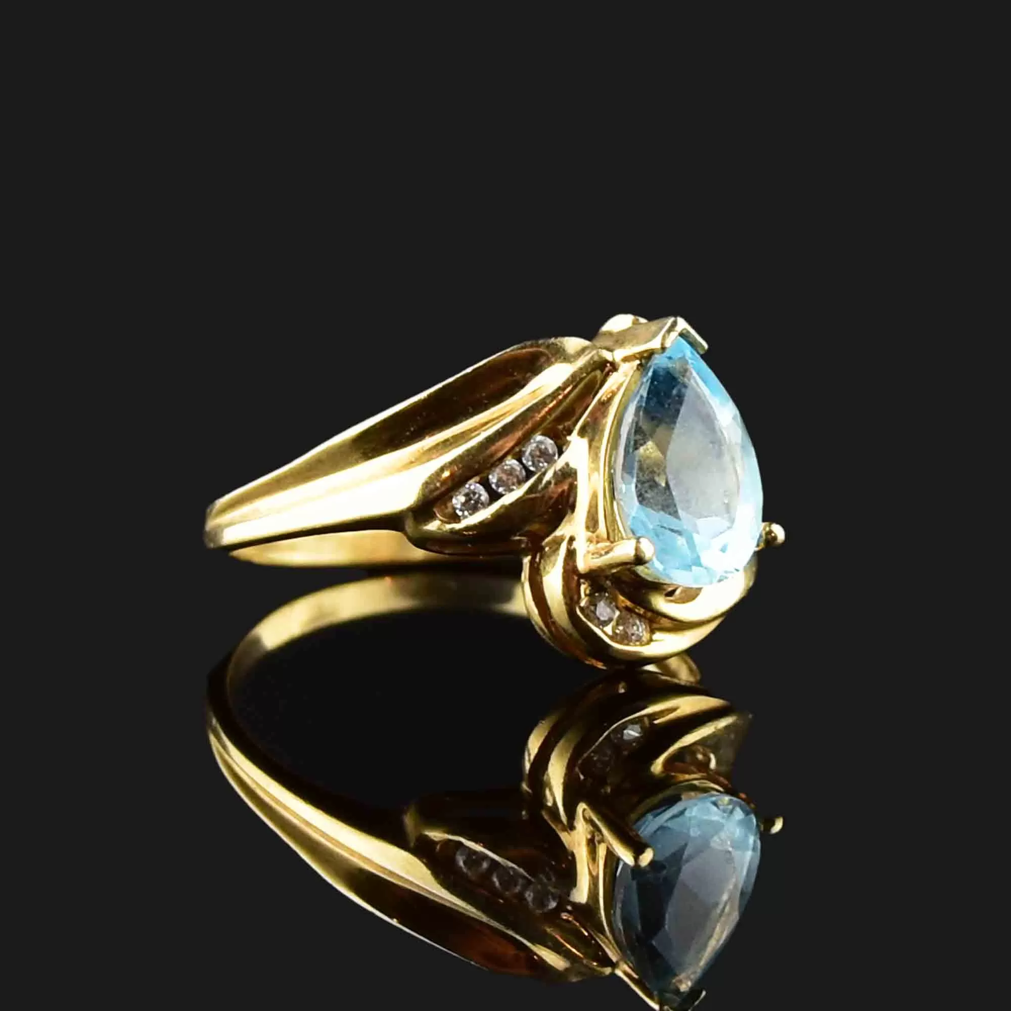 Vintage 10K Gold Topaz Quartz Statement Ring