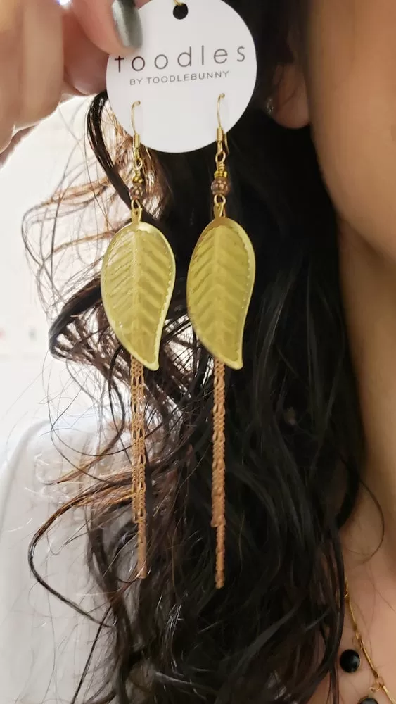 Vintage mesh leaves duster earrings