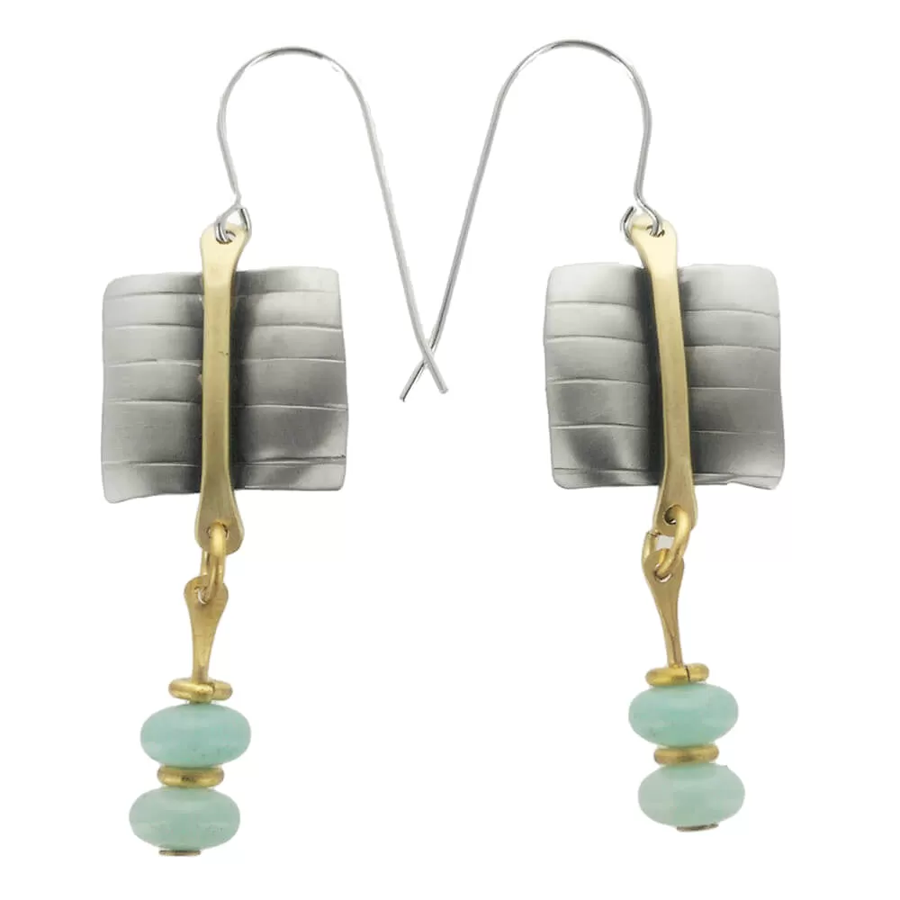 Whitney Silver Textured Amazonite Link Earrings