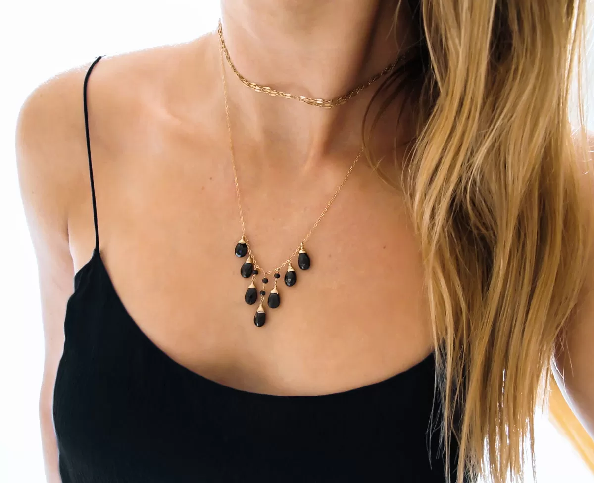 Wingspan Gemstone Necklace - Black Spinel