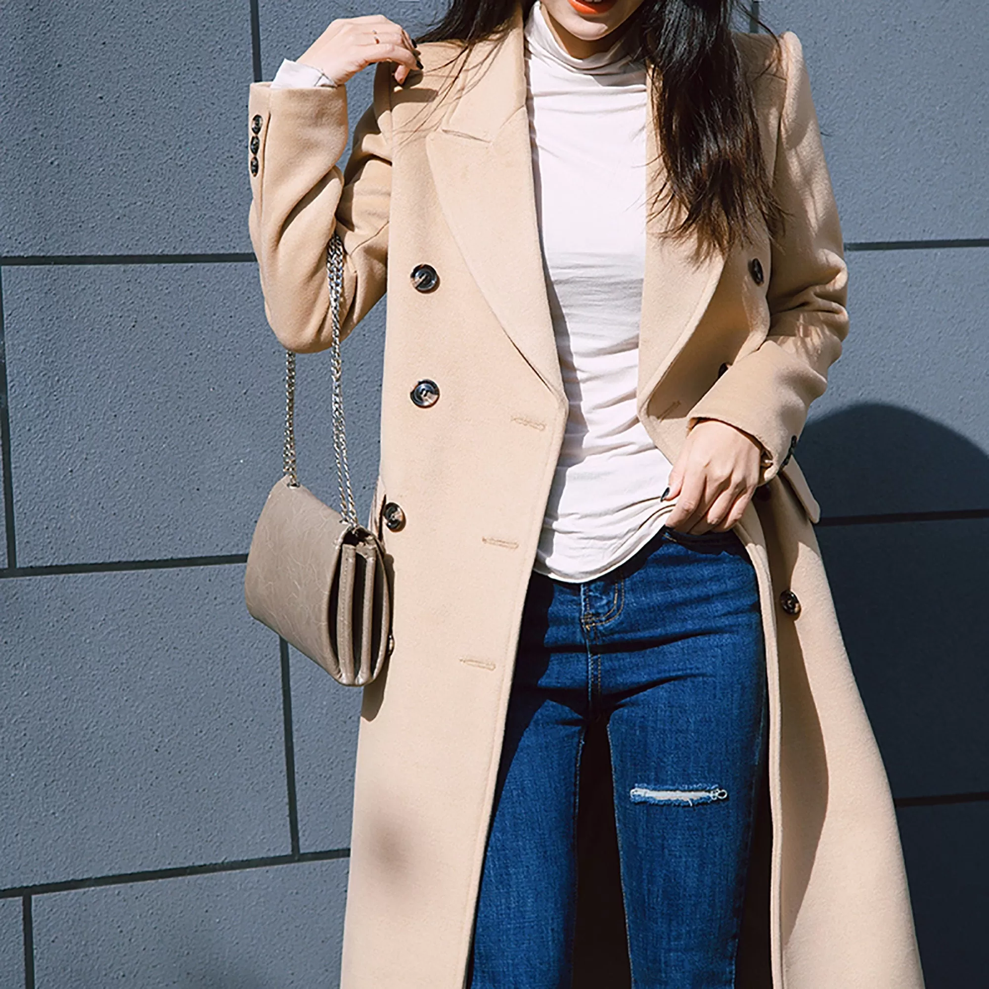 Women Camel Wool Coat,Double breasted Wool Long Coat,Winter coat women,Reefer Coat,Long Wool Coat,Thicken Woolen Coat,Plus size Overcoat