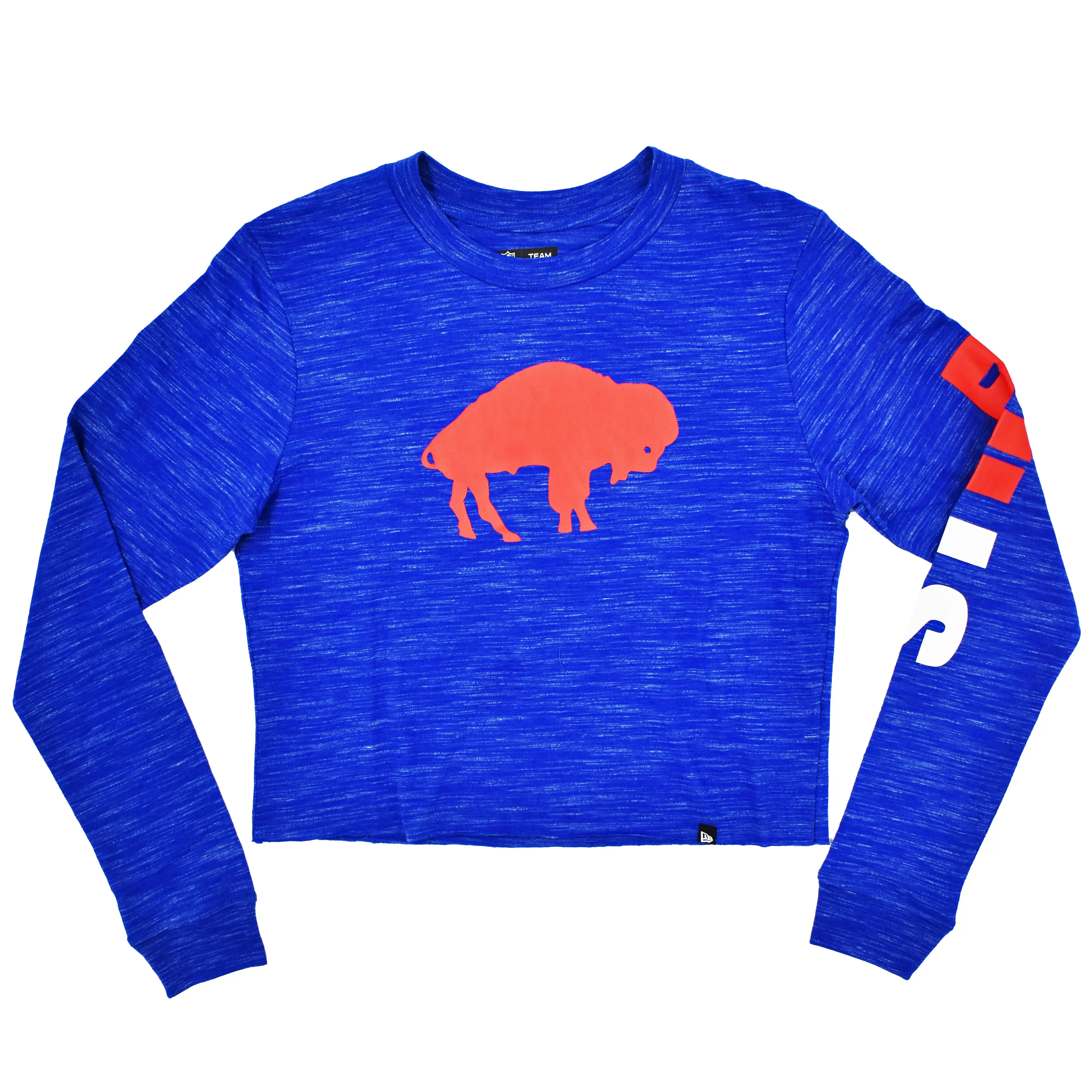 Women's Buffalo Bills Heather Royal With Standing Buffalo Crop Top Long Sleeve